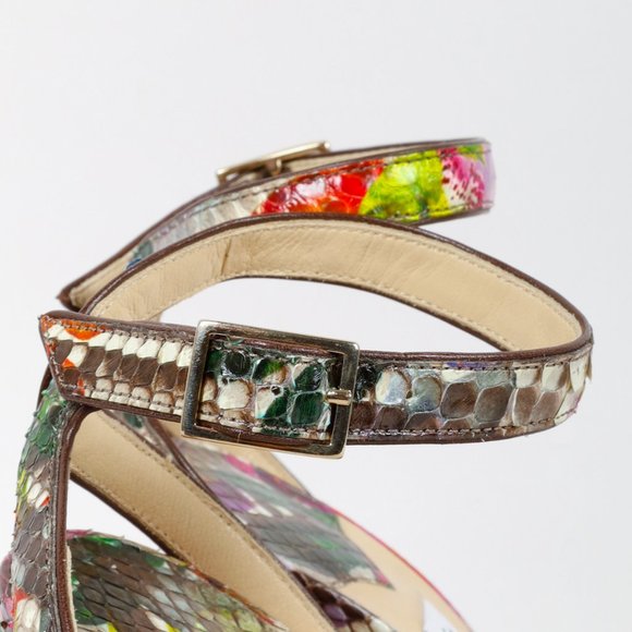 Jimmy Choo Floral Python Platform Sandals - Picture 8 of 10